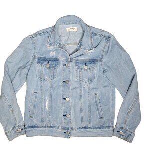 Pacsun Light Wash Denim Jacket XS Distressed Casual Style Button-Up fall